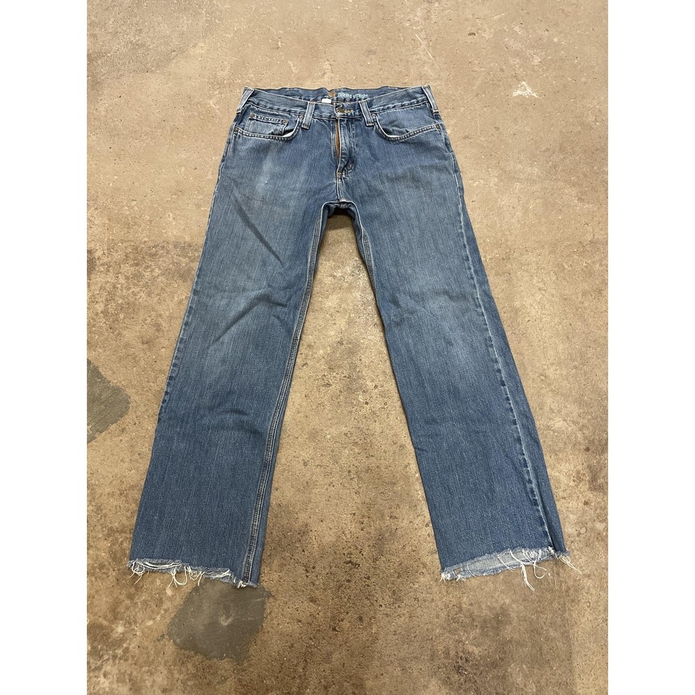 Carhartt B320 WTB Jeans Mens 32x30 Blue Med Wash Relaxed‎ Straight Distressed